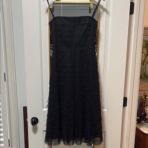 Black Strapless layered tulle Dress